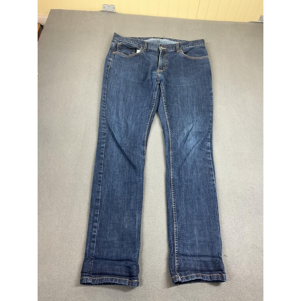 Frank And Oak Dylan‎ Slim Jeans Mens 35x32 Medium Blue Straight Stretch Denim